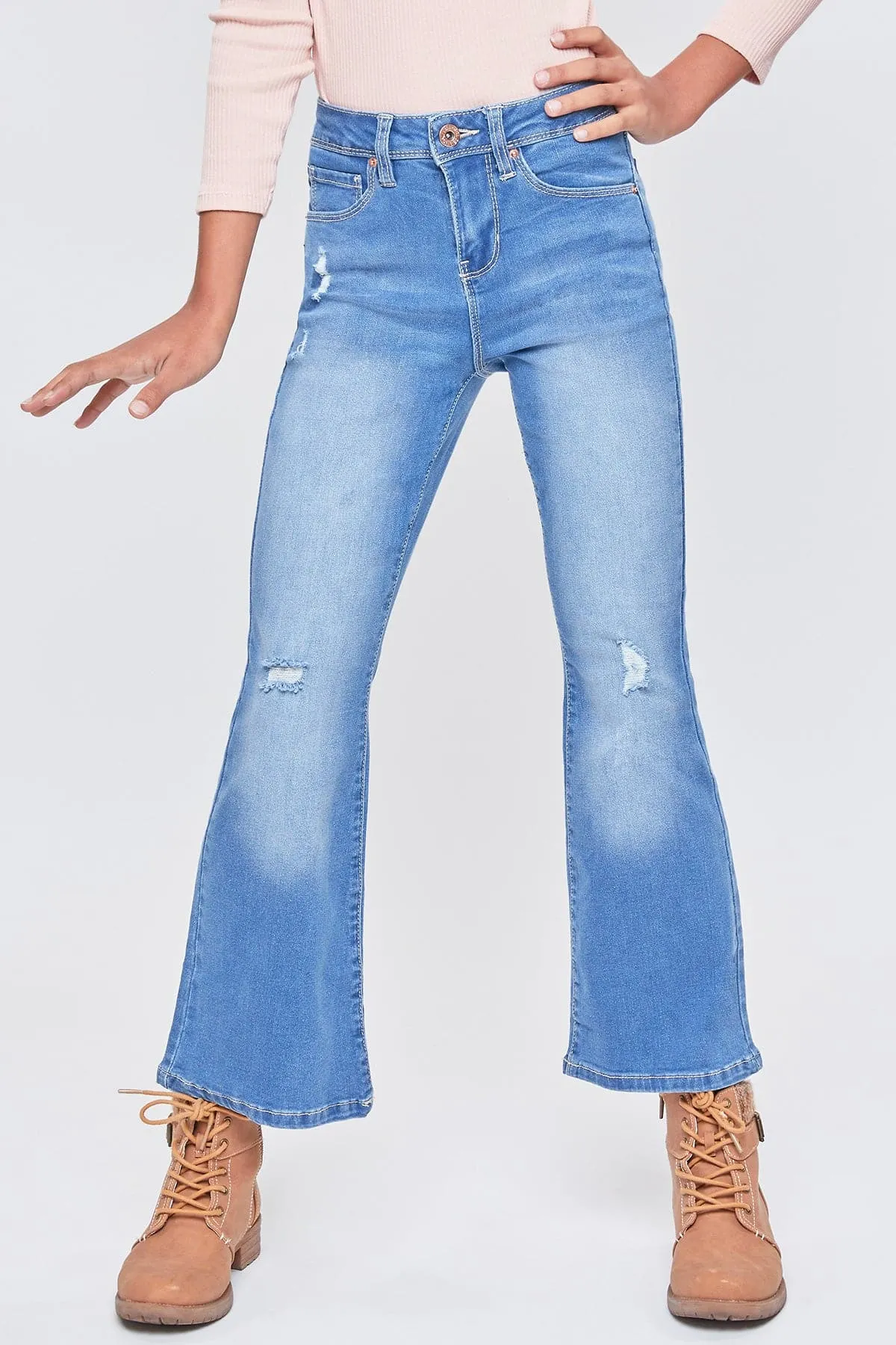 Girls Bell Bottom Essential  Clean Hem Jeans