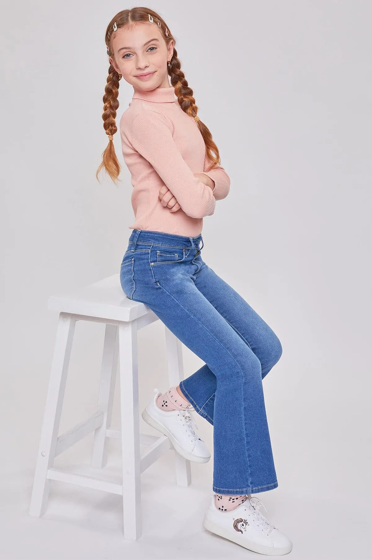 Girls Bell Bottom Essential  Clean Hem Jeans