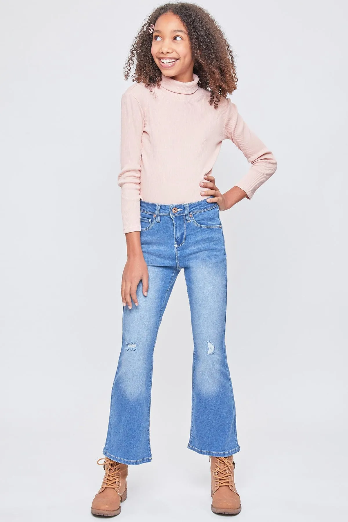 Girls Bell Bottom Essential  Clean Hem Jeans