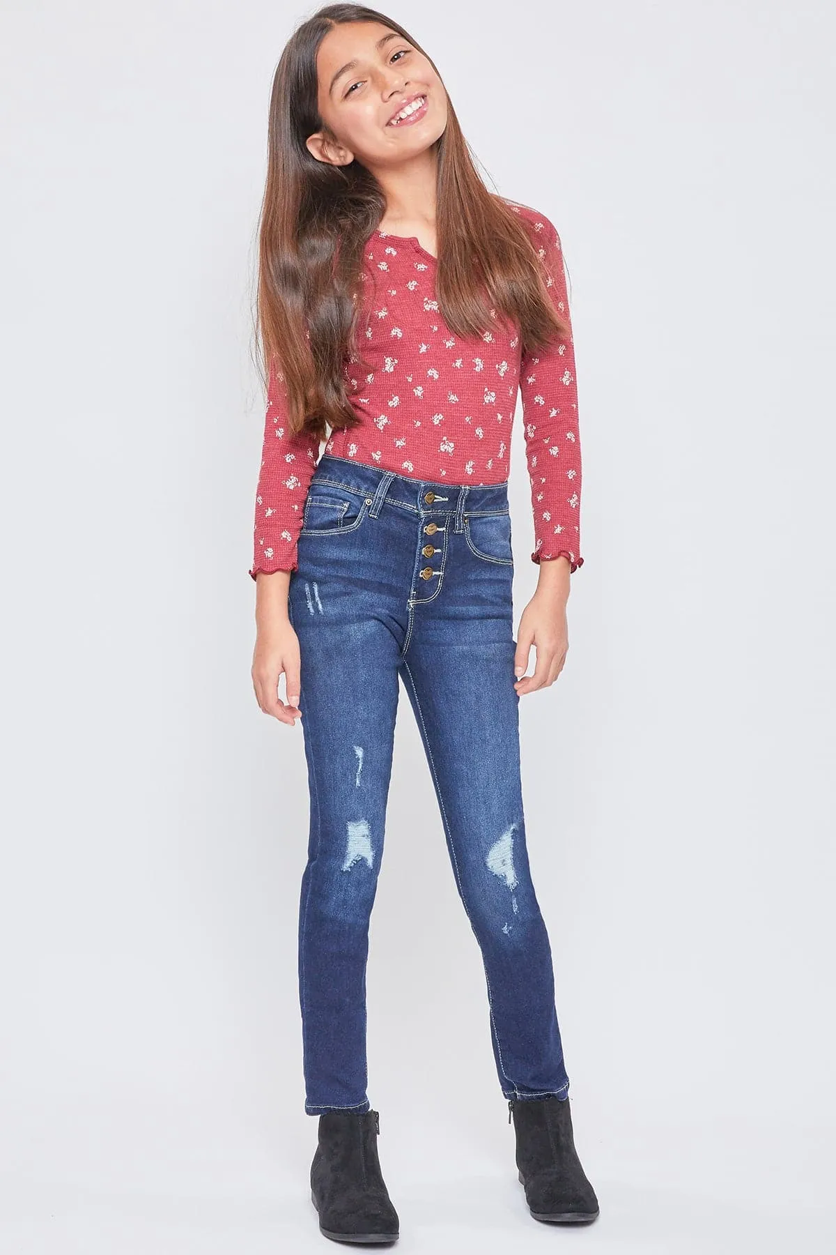 Girls Essential Button Fly  Skinny Jeans