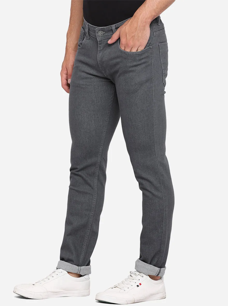 Grey Solid Narrow Fit Jeans | Greenfibre