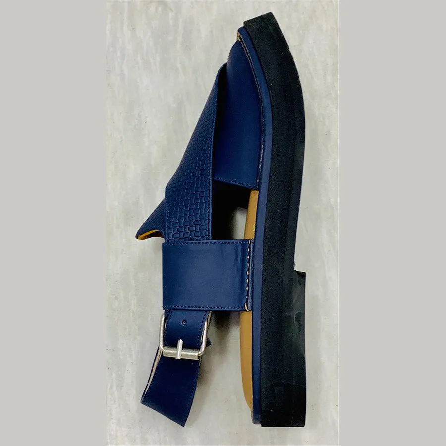 Handmade Blue Leather Peshawari Men's Chappal