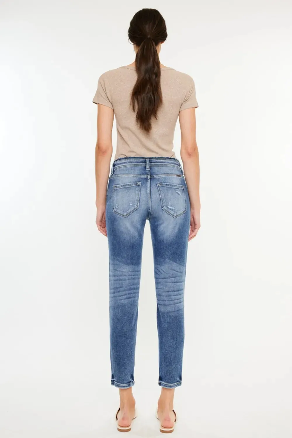 High Rise Distressed Mom Jeans