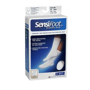 Jobst Sensifoot Mens And Womens Crew Style Diabetic White Socks Medium each By Jobst