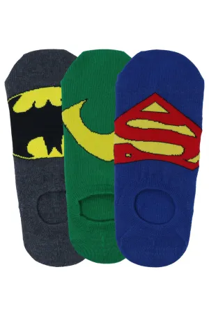 Justice League Men's Cotton Sneaker Socks with Anti Slip Silicon - Superman, Batman, Aquaman -(Pack of 3 Pairs/1U)- Sneakers