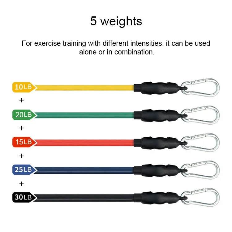 jx-003 11 in 1 100lbs TPE Five-point Buckle Household Pull Rope Resistance Band Fitness Equipment Set