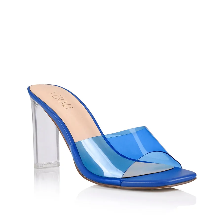 Kiah Clear Heel Mules - Blue Smooth