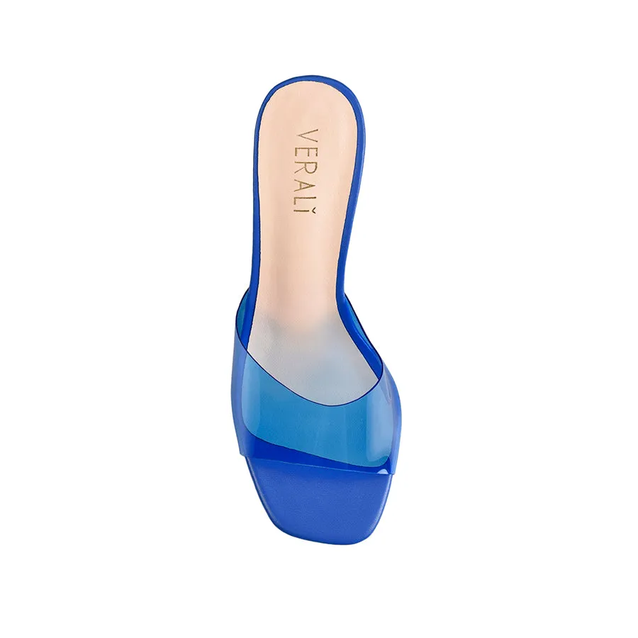 Kiah Clear Heel Mules - Blue Smooth