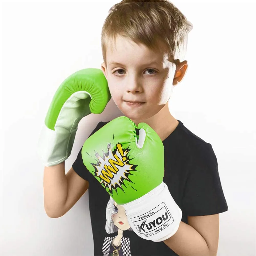 KUYOU Kids Cartoon Sparring Boxing Gloves for Age 5-12 Years