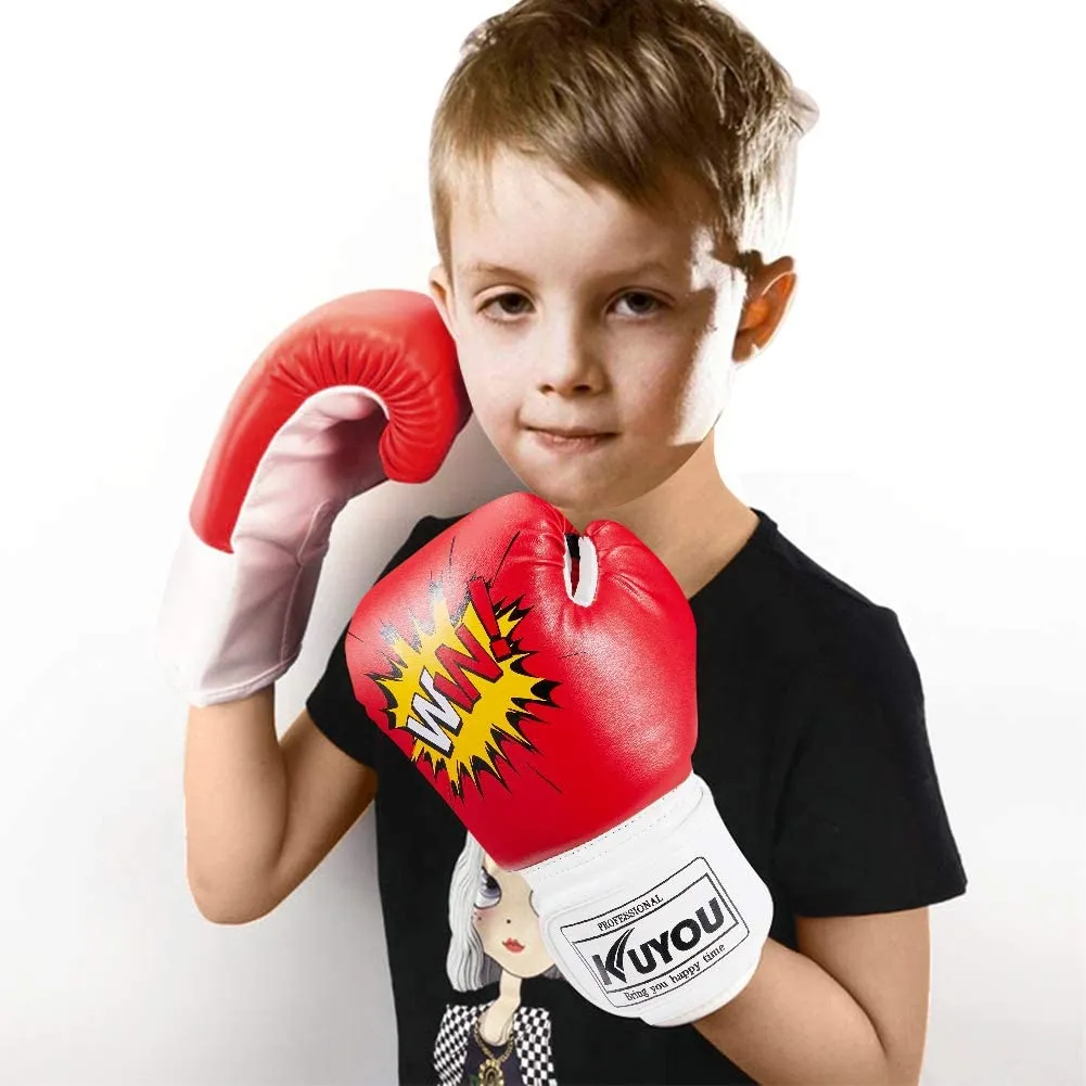 KUYOU Kids Cartoon Sparring Boxing Gloves for Age 5-12 Years