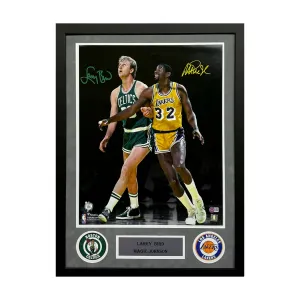 Larry Bird and Magic Johnson Dual Signed Hand Signed & Framed 16x20 Basketball Photo