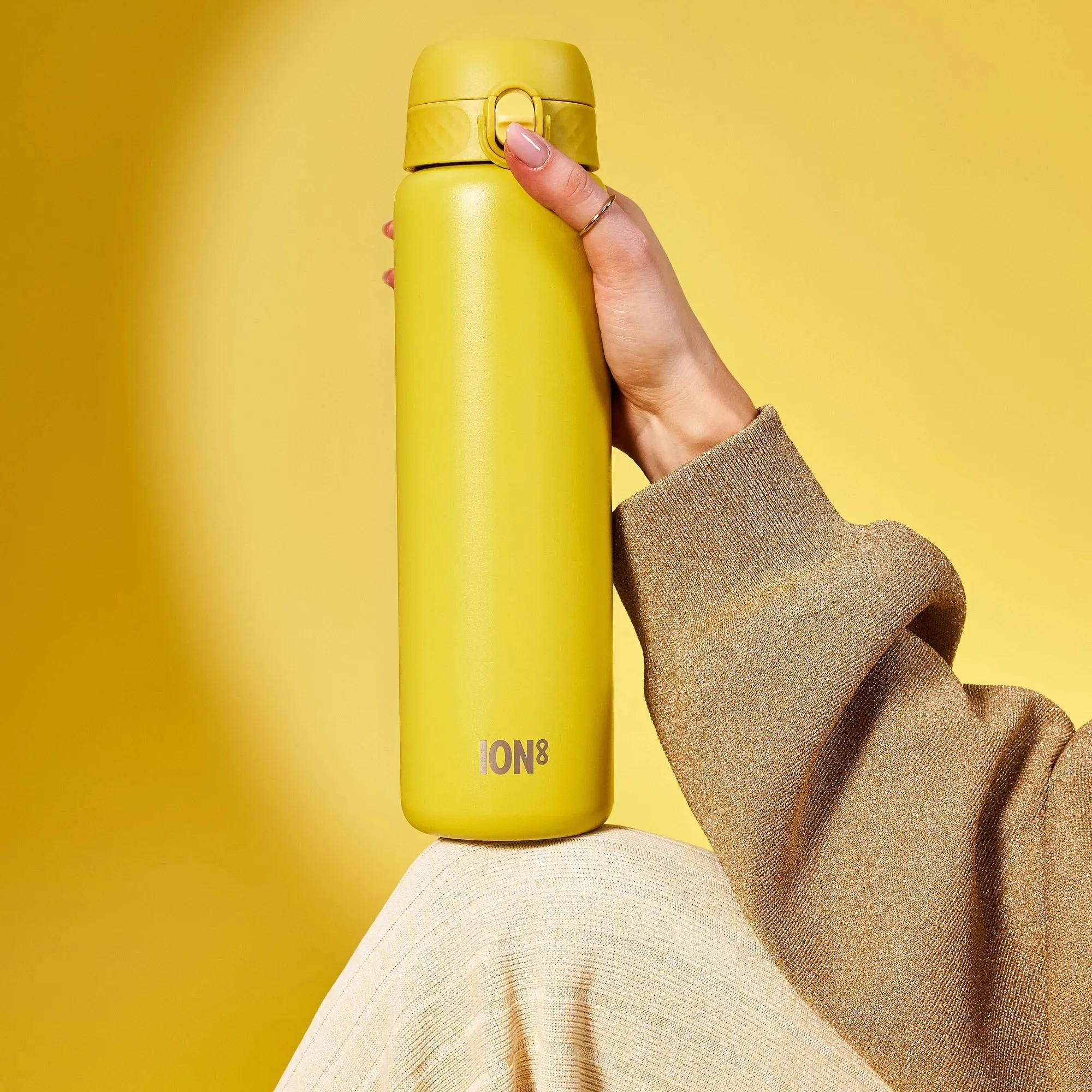 Leak Proof 1 Litre Water Bottle, Stainless Steel, Yellow, 1L