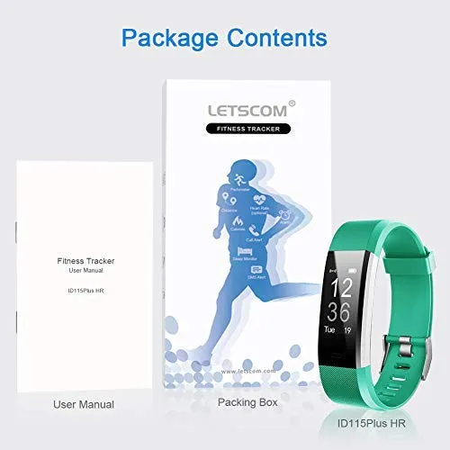 LETSCOM Fitness Tracker HR, Activity Tracker Watch with Heart Rate Monitor, Waterproof Smart Fitness Band with Step Counter, Calorie Counter, Pedometer Watch