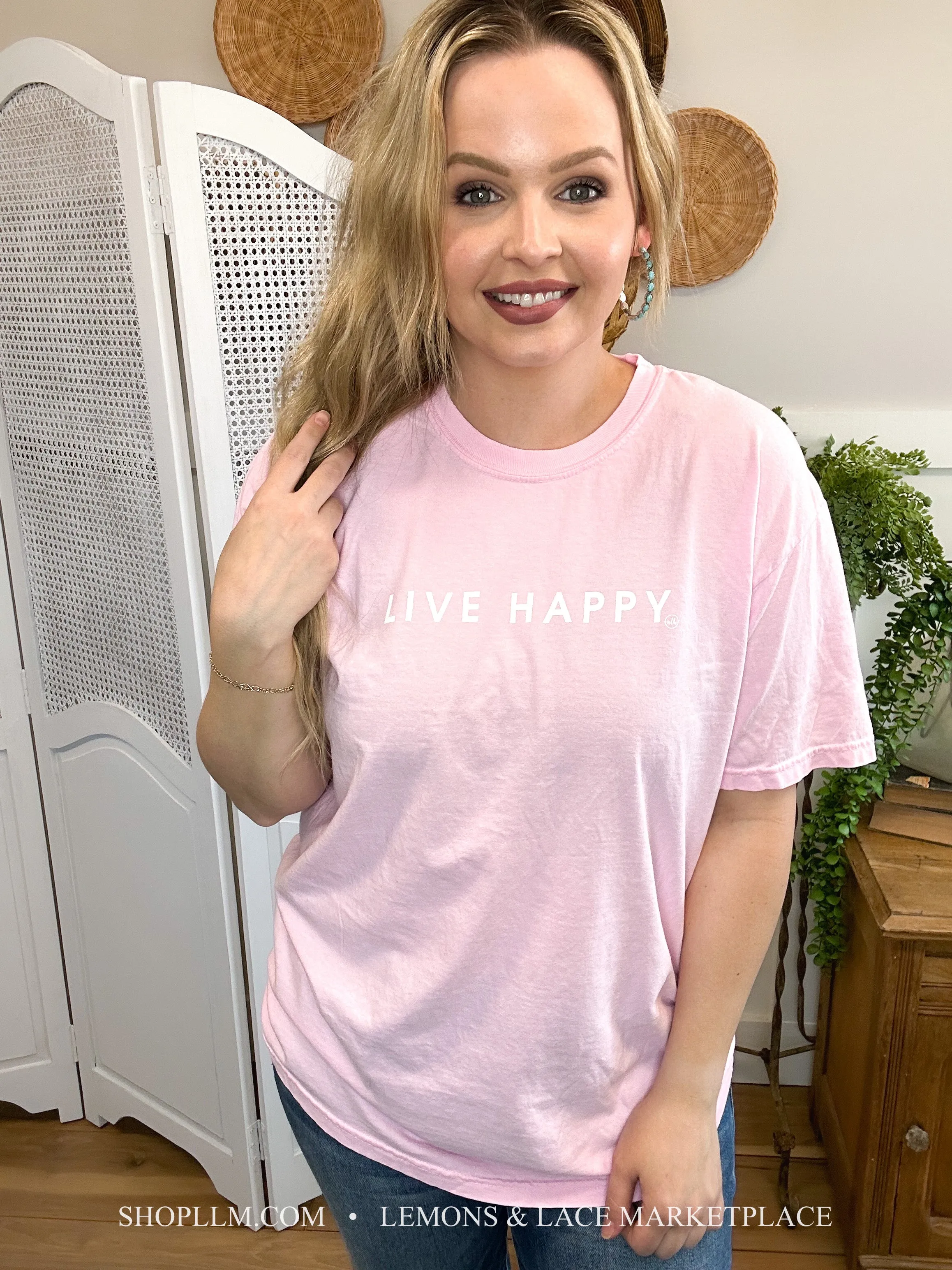 Live Happy Pink Graphic Tee