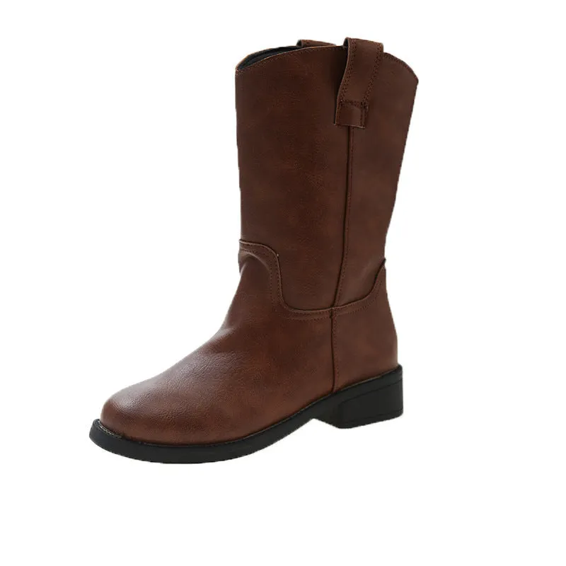 Loose Large Circumference Retro V Cut Western Martin Boots