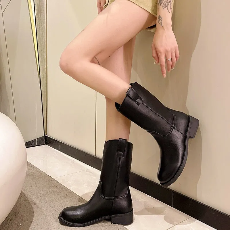 Loose Large Circumference Retro V Cut Western Martin Boots