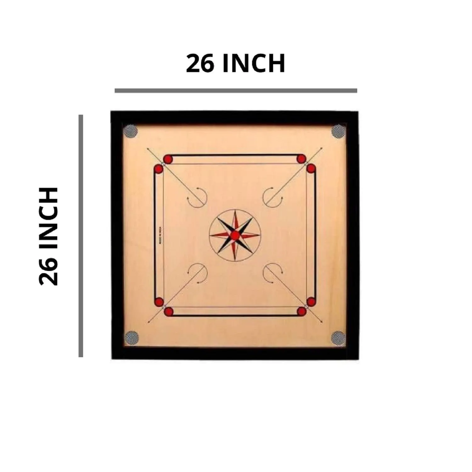 M ART Carrom Board Rough and Smooth Polish Finish Medium Size 26*26" with PAKKI PLY with Coins, Powder and Striker Free.