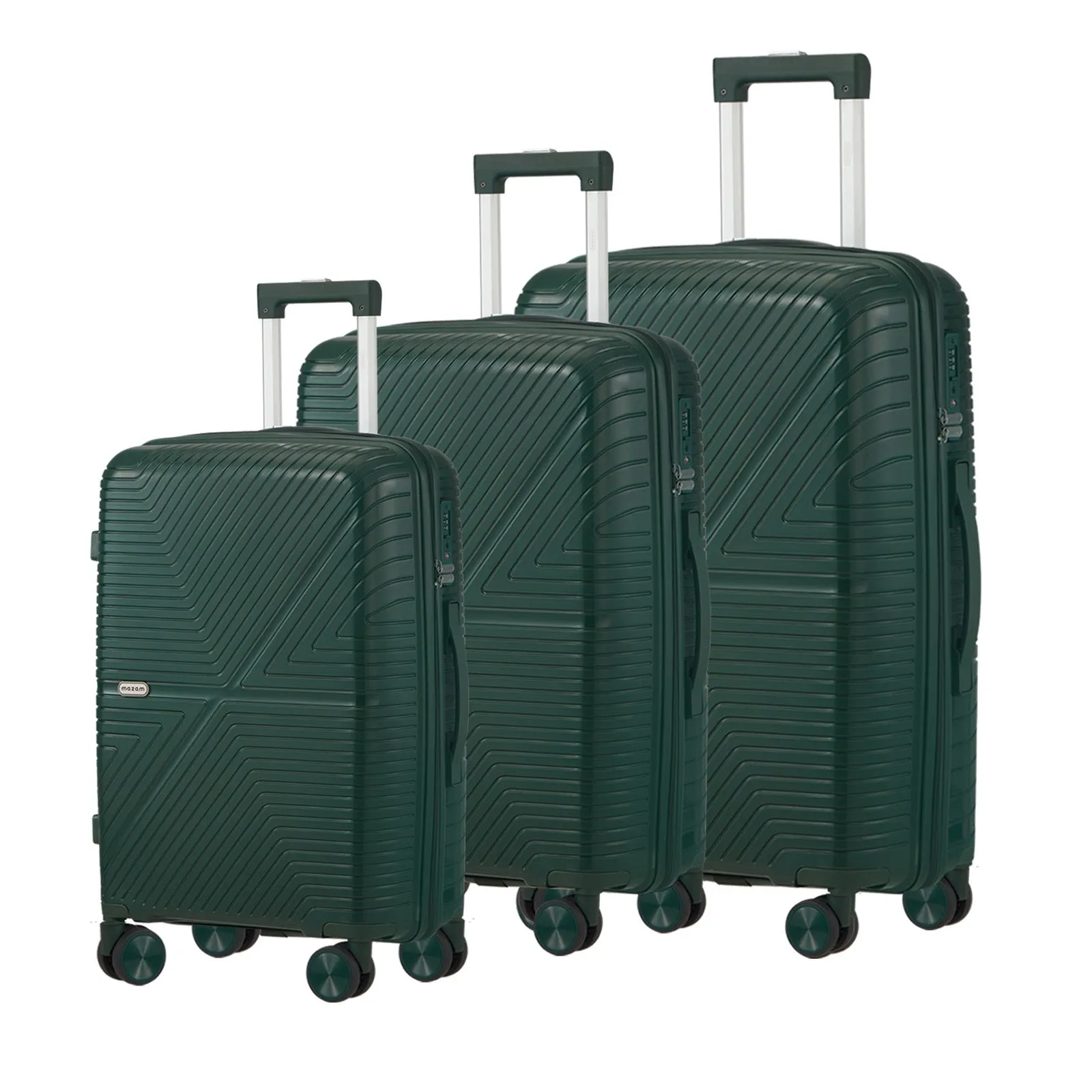 Mazam 3PCS Luggage Suitcase Trolley Set Travel Green PP Case TSA Lock Storage