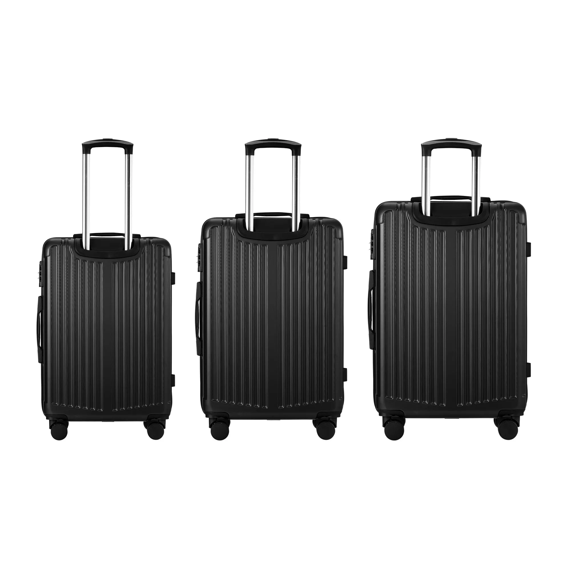 Mazam 3PCS Luggage Suitcase Trolley Set Travel TSA Lock Storage ABS Case Black