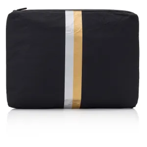 Medium Zipper Pack in Black with Silver and Gold Stripes