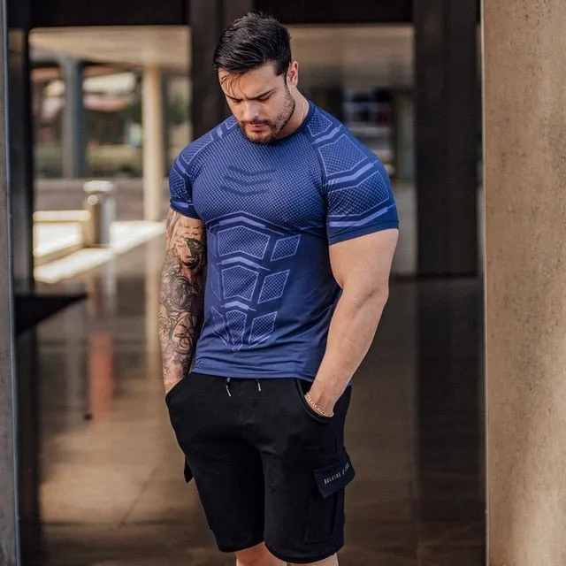 Men Fitness Slim High Elasticity T shirt