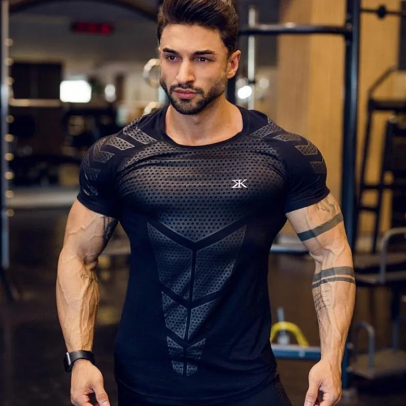 Men Fitness Slim High Elasticity T shirt