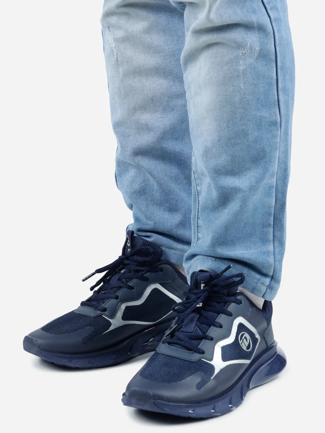 Men's Navy Blue Translucent Sole Sneaker (ID7515)