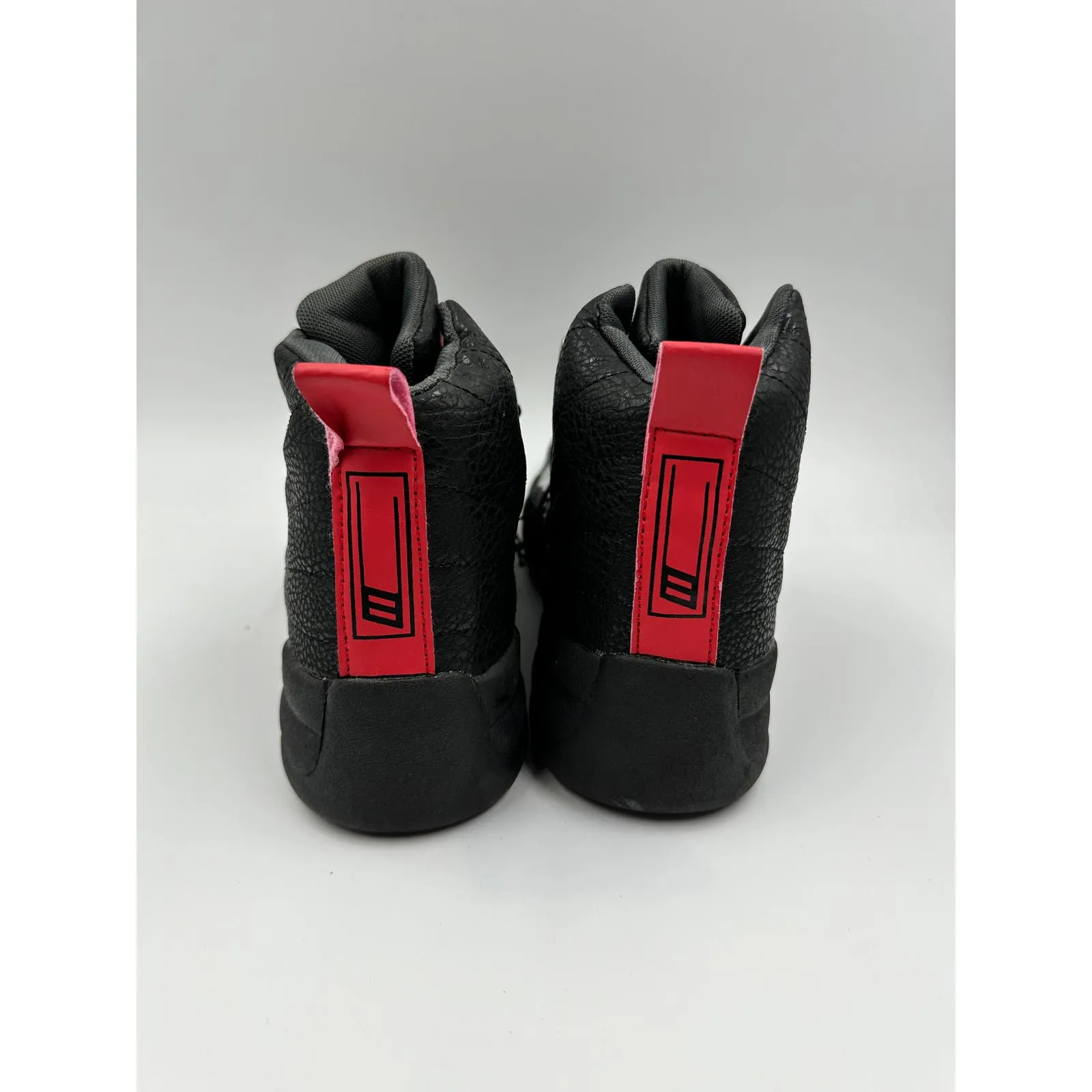 Men's Size 7, High Top Basketball Sneakers, All Black with Red Accents