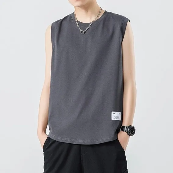 Men's Solid Sports Tank Top Loose Fit Sleeveless T-shirt-Hyman Top