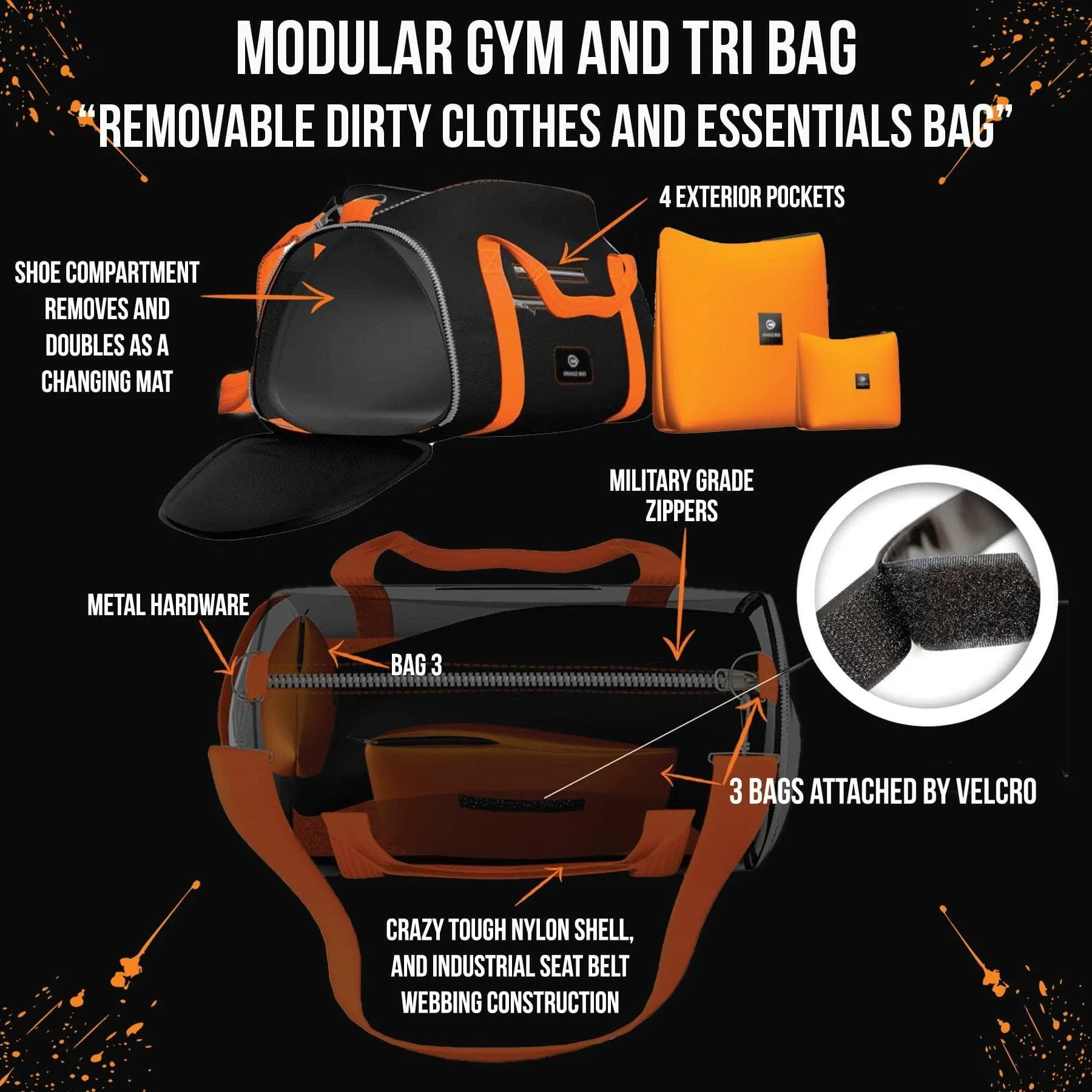 Modular GYM Bag with Shoe Compartment, 55L