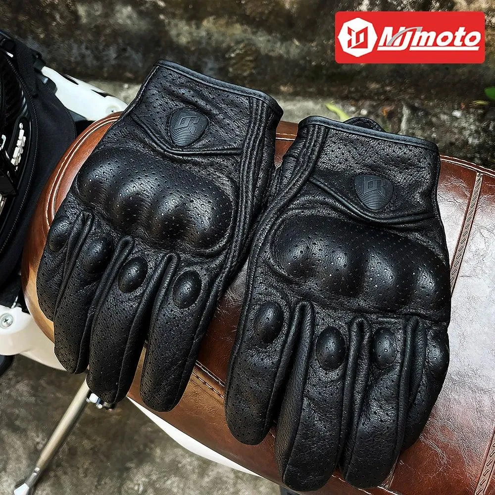 Motorcycle Gloves Summer Leather Motocross Glove Men Women Retro Biker Cycling Motorcyclist Protected Goatskin Mtb Cycling Glove