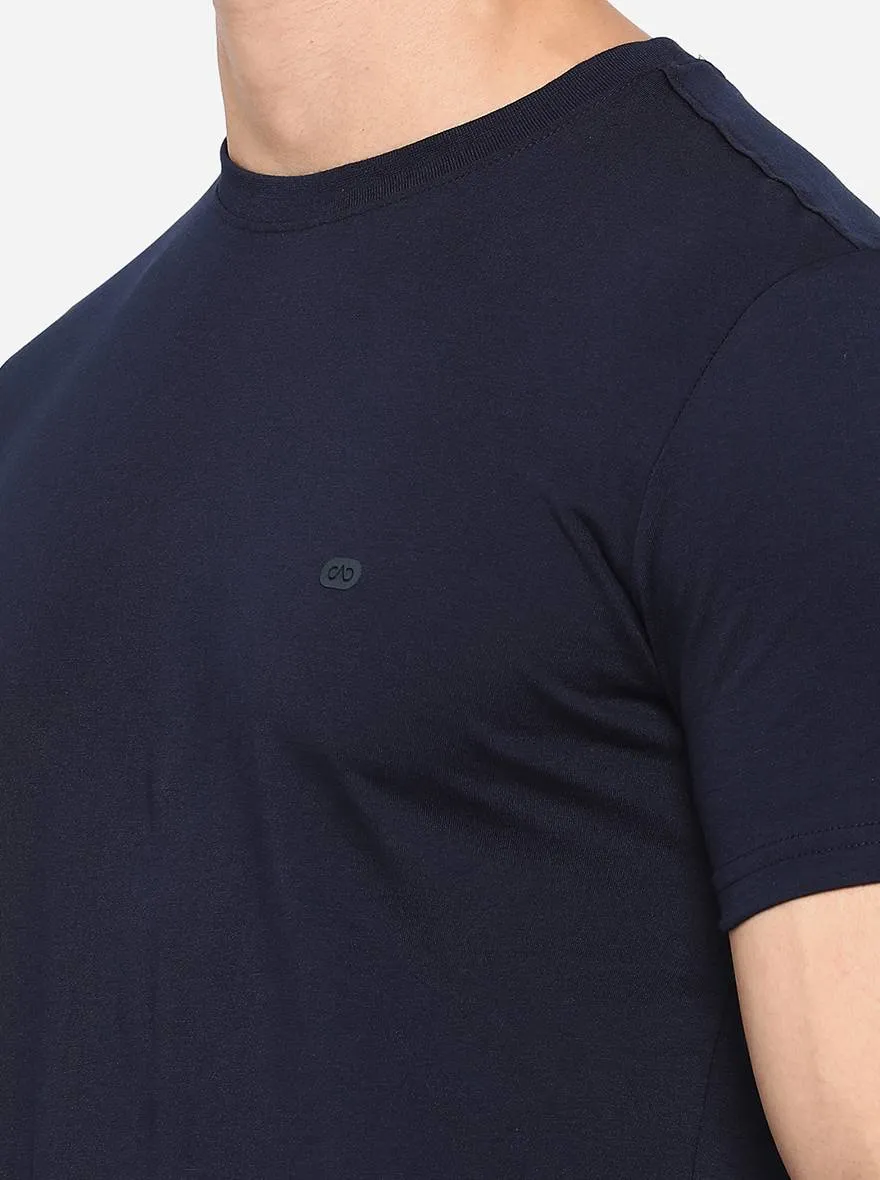 Navy Blue Solid T-Shirt | JadeBlue