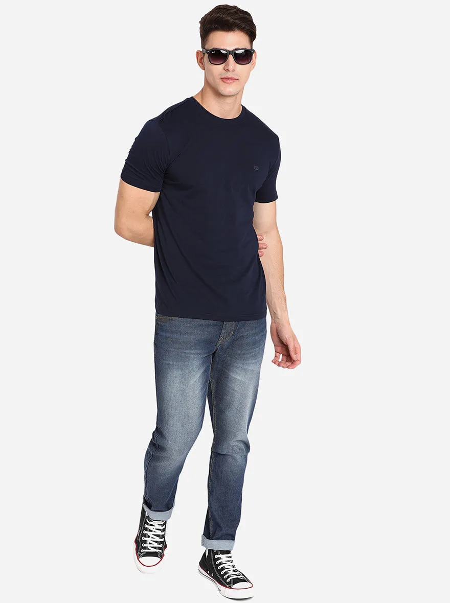 Navy Blue Solid T-Shirt | JadeBlue