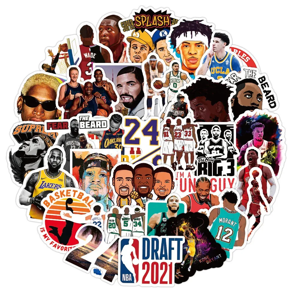 NBA Basketball Stickers Star Team Hall of Fame Notebook Desktop Computer Luggage Cup DIY Decoration Sticker Waterproof LOGO