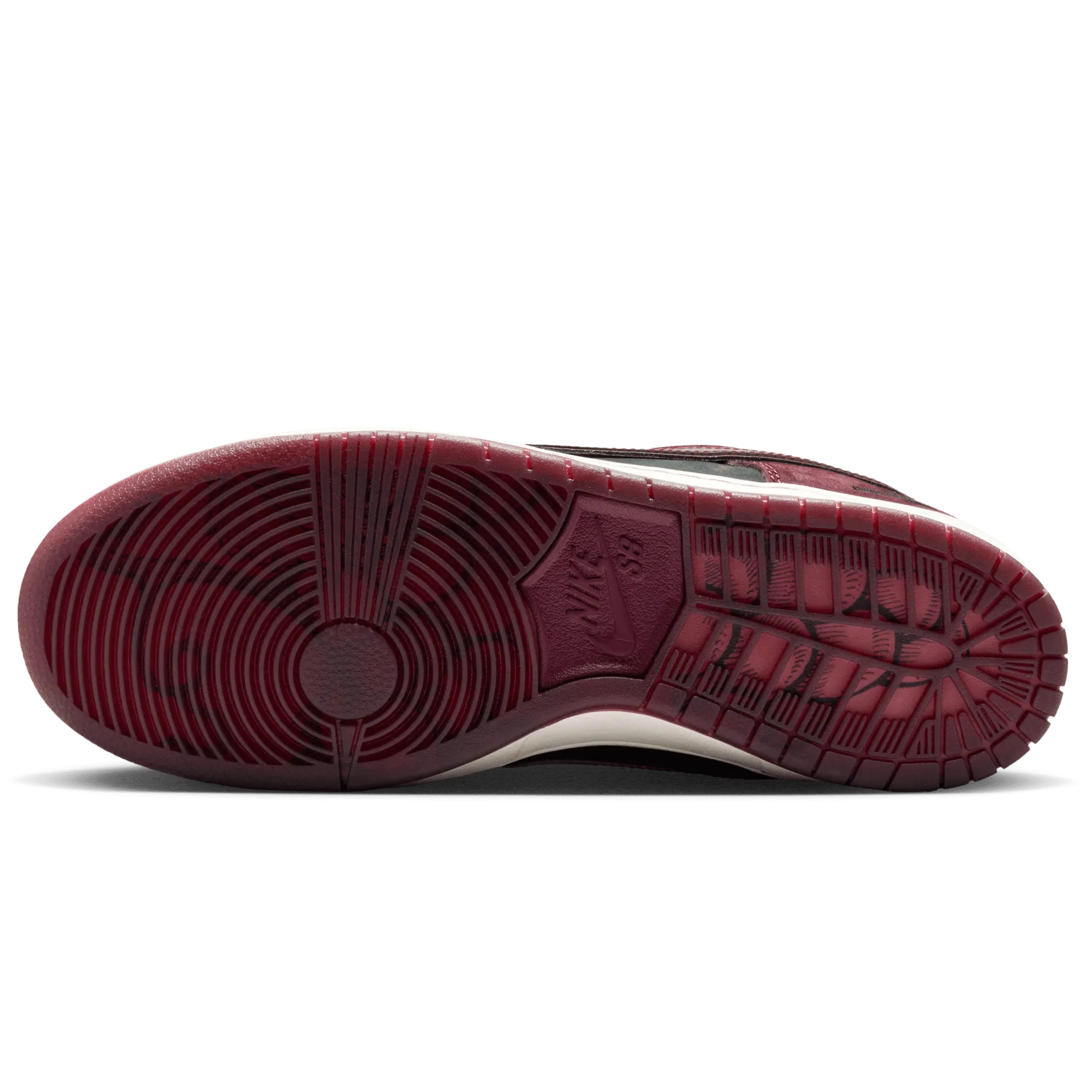 Nike SB x Riot Skate Shop Dunk Low Pro QS Skateboard Shoe - Mahogany/Dark Beetroot-Team Red-Sail