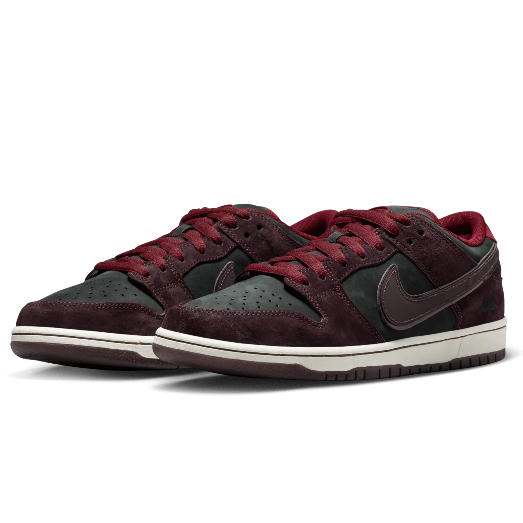 Nike SB x Riot Skate Shop Dunk Low Pro QS Skateboard Shoe - Mahogany/Dark Beetroot-Team Red-Sail