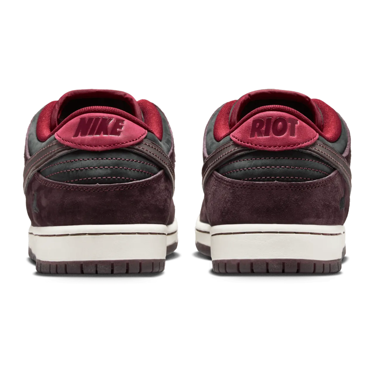 Nike SB x Riot Skate Shop Dunk Low Pro QS Skateboard Shoe - Mahogany/Dark Beetroot-Team Red-Sail