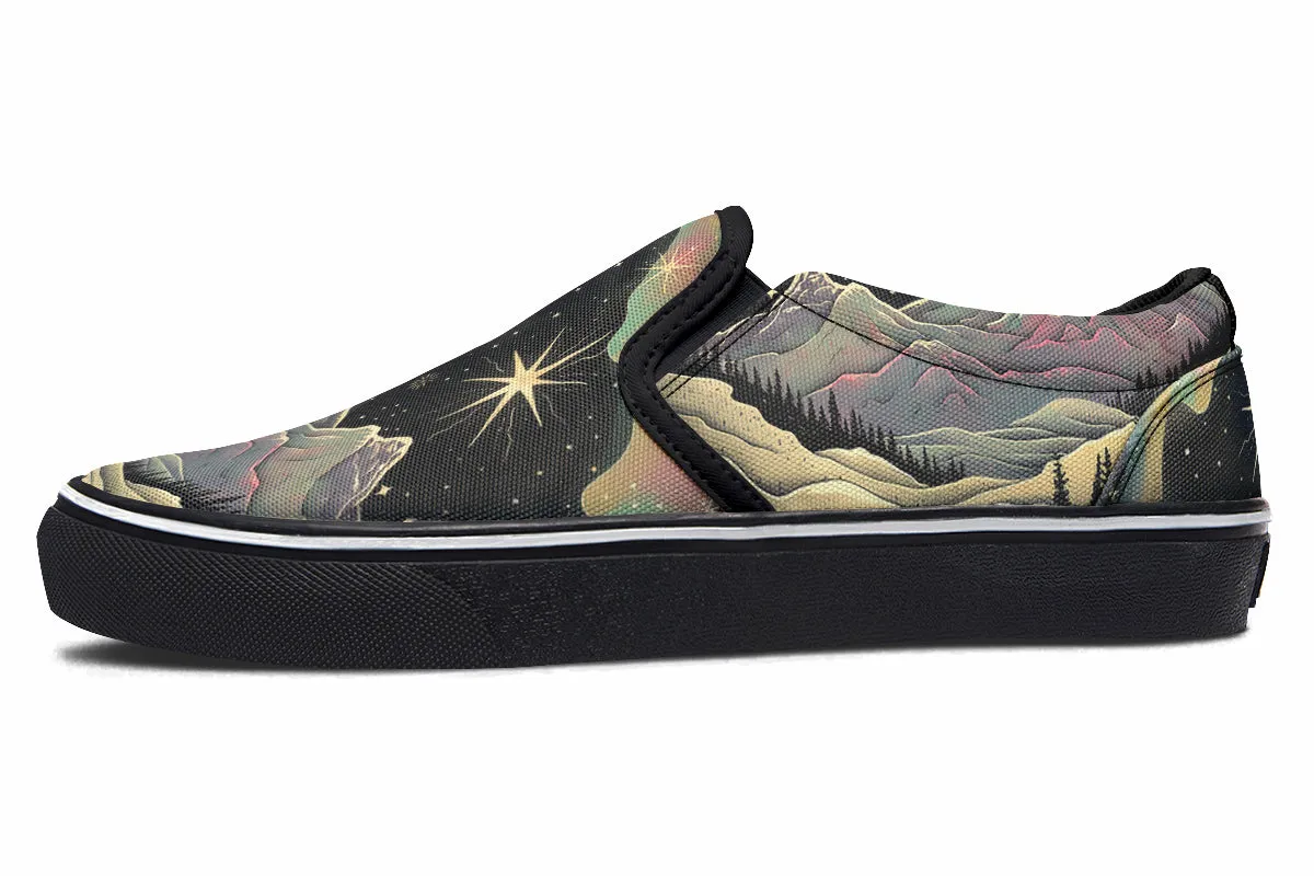 Northern Lights Slipons - Comfortable Vegan Canvas Shoes with Easy Elastic In-Step