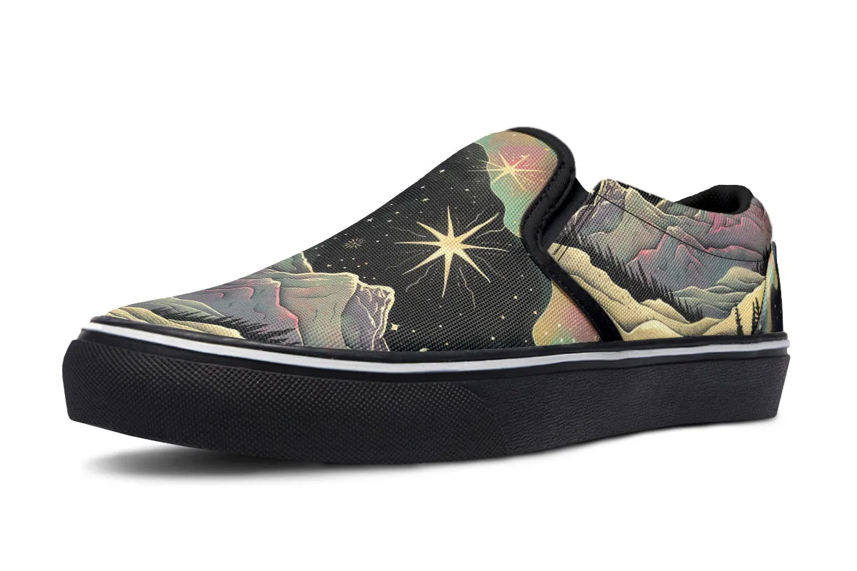 Northern Lights Slipons - Comfortable Vegan Canvas Shoes with Easy Elastic In-Step