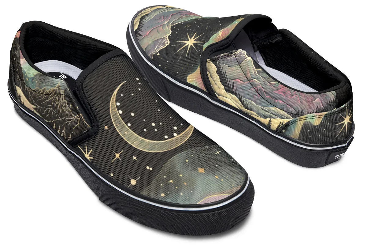 Northern Lights Slipons - Comfortable Vegan Canvas Shoes with Easy Elastic In-Step