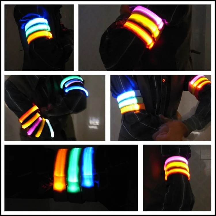 Nylon Night Sports LED Light Armband Light Bracelet, Specification:Battery Version(Colorful)