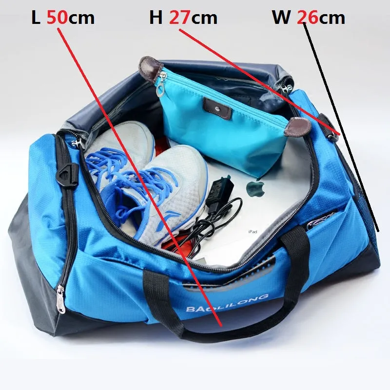 Nylon Waterproof Gym Bag Independent Shoes Pocket