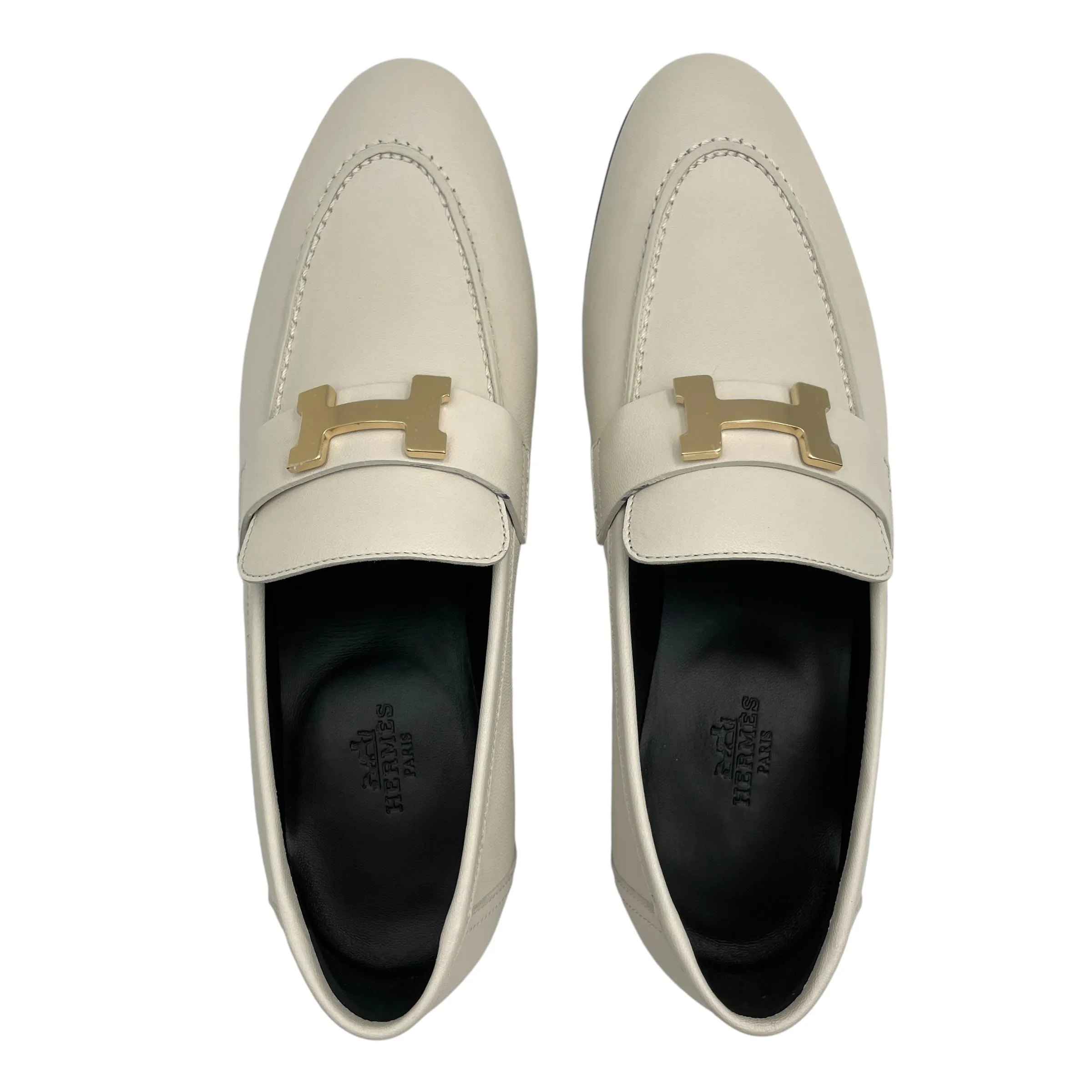 Paris Loafer 38 Beige Glaise Shoes in Goat Leather, Permabrass hardware