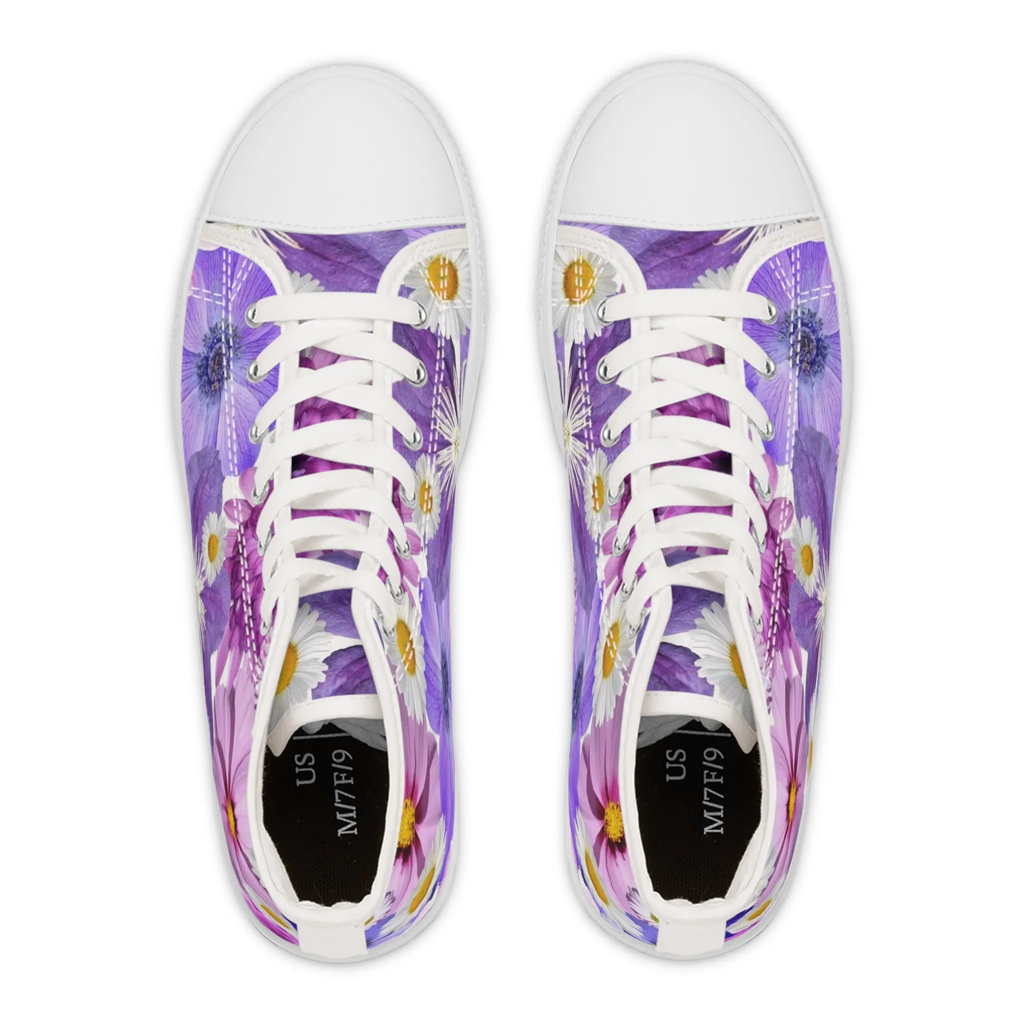 Purple Flowers - Inovax Women's Hight Top Sneakers