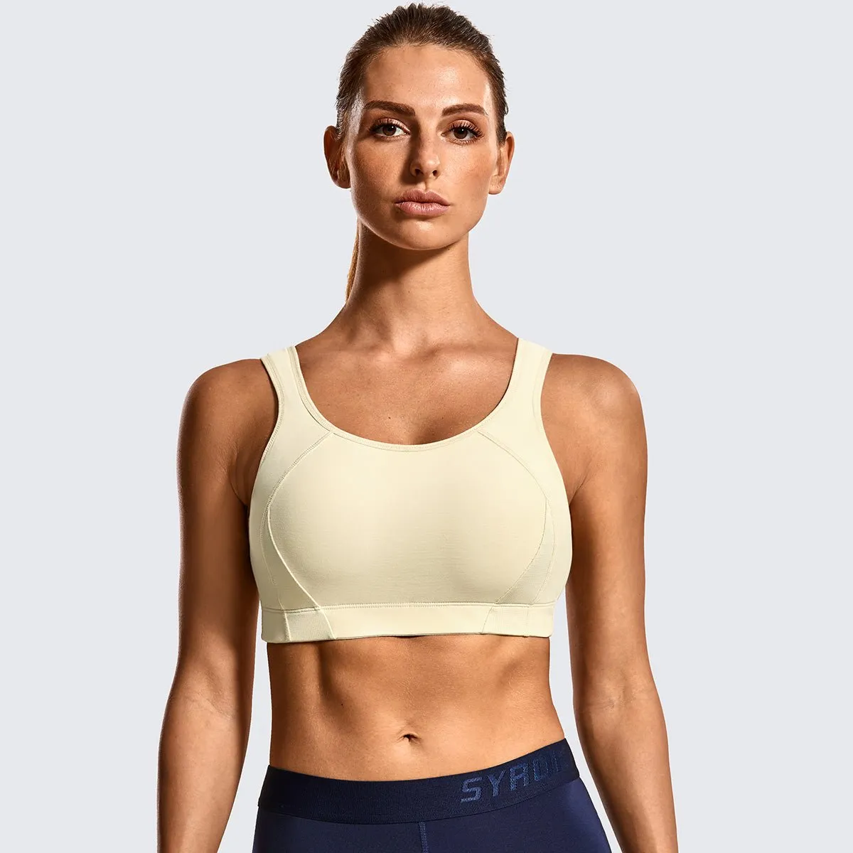 Quick-dry Everyday High Impact Padded Wireless Full Coverage Beige Sports Bras