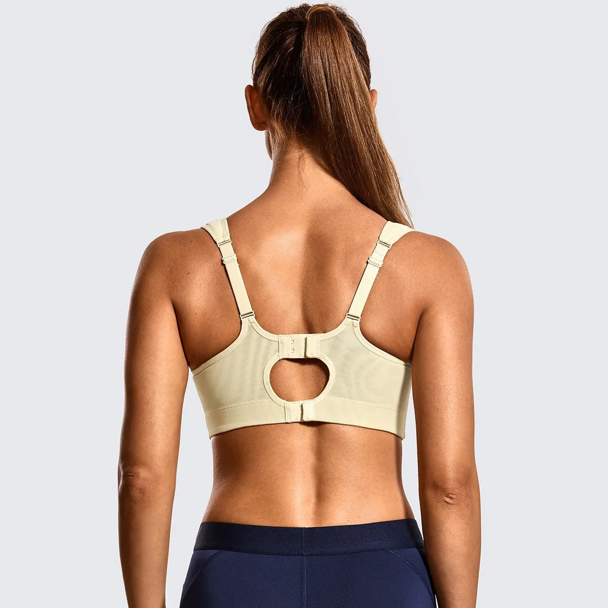 Quick-dry Everyday High Impact Padded Wireless Full Coverage Beige Sports Bras