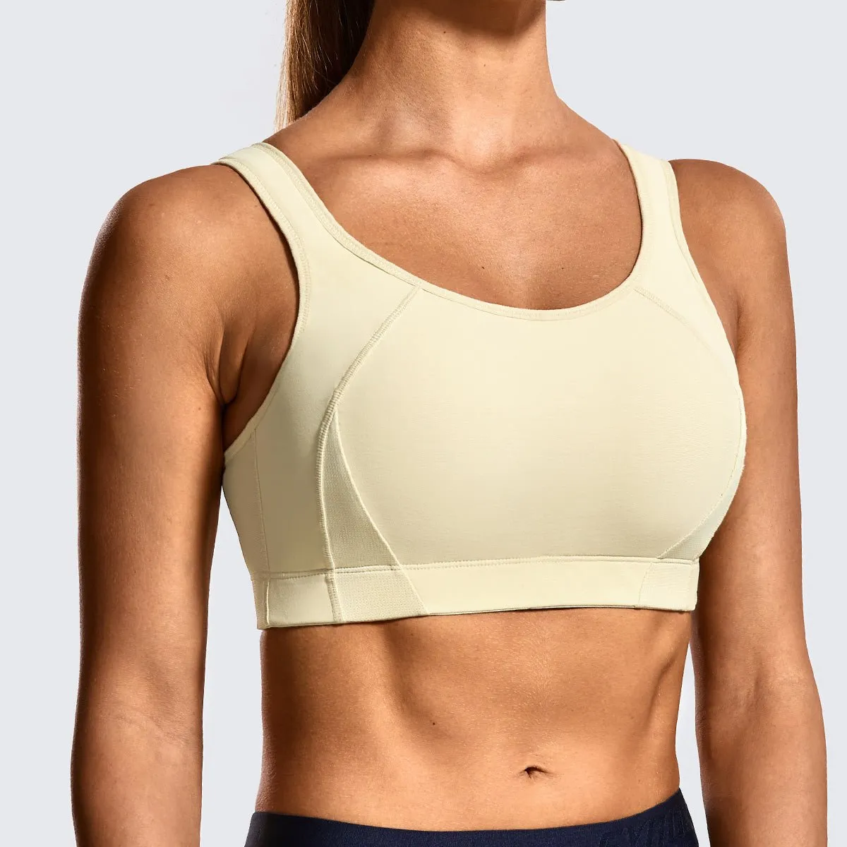 Quick-dry Everyday High Impact Padded Wireless Full Coverage Beige Sports Bras