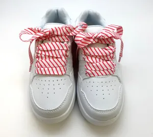 Red and White Striped Shoelaces 45" long