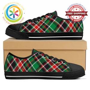 Retro Tartan Plaid Ladies Low Top Canvas Shoes