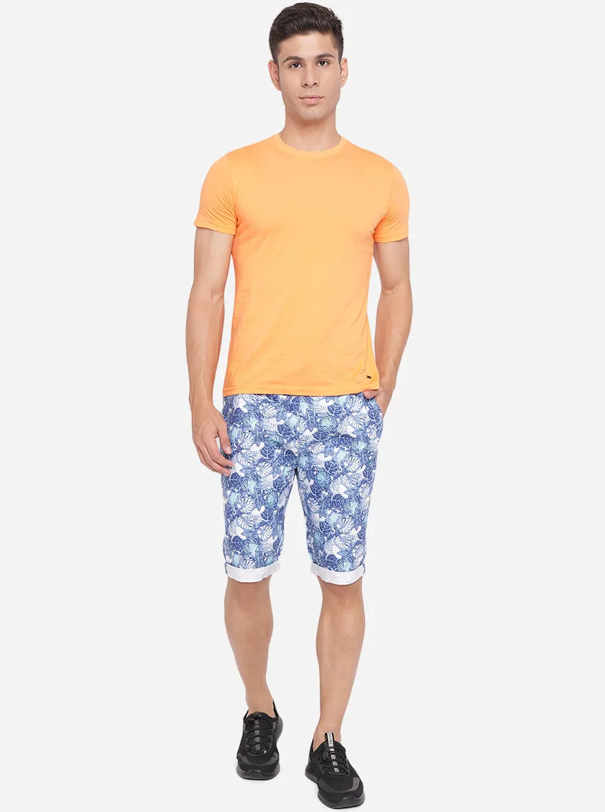 Royal Blue Printed Regular Fit Capri | JadeBlue